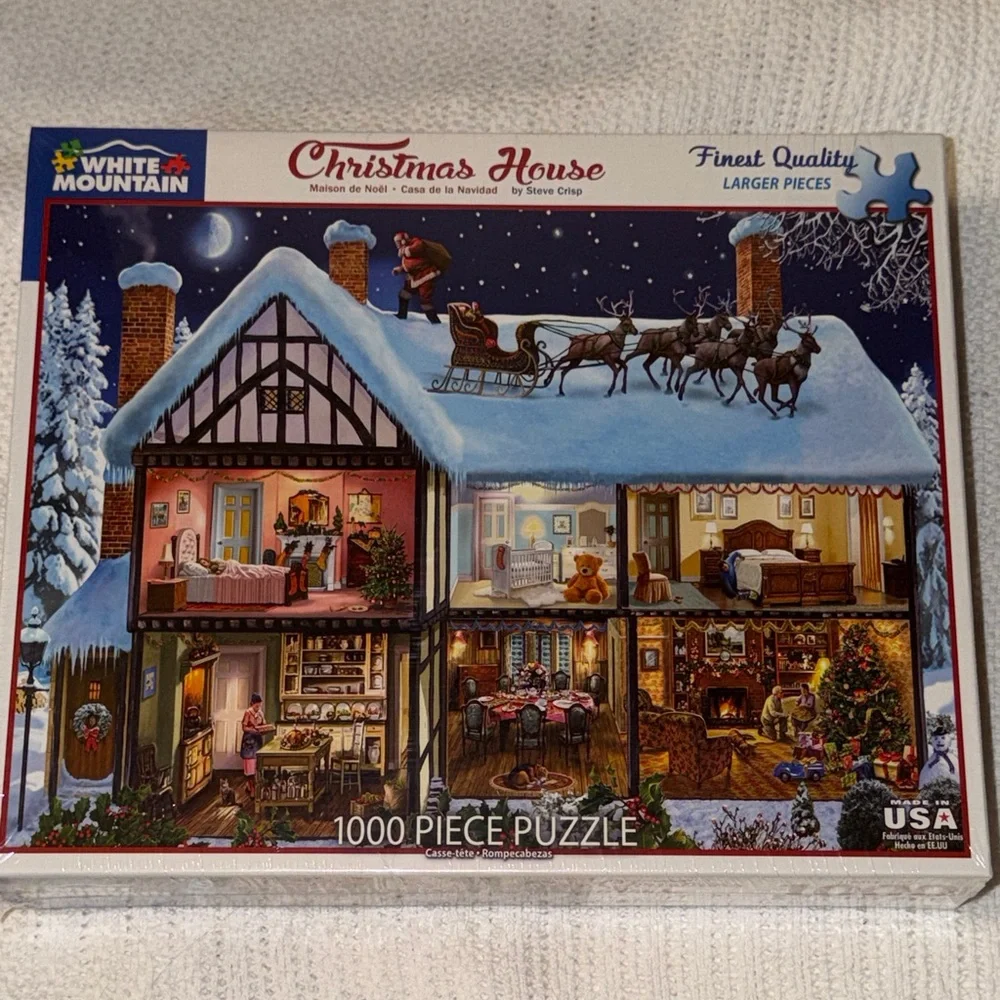 White‎ Mountain Festive “Christmas House” Puzzle Holiday NEW
